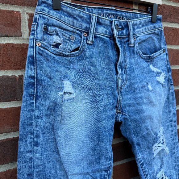 AEO Jeans Mens Size 28x30 Skinny Next Level AirFlex Distressed - Picture 2 of 13